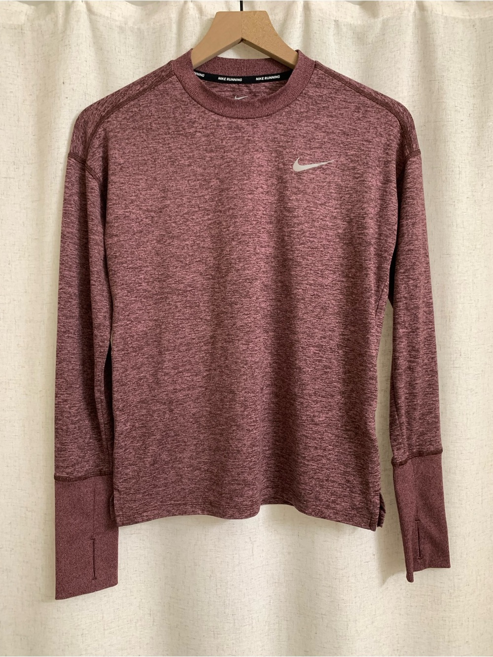 Nike Women’s Running Long-Sleeve Crew Burgundy Maroon Reflective Heather XS